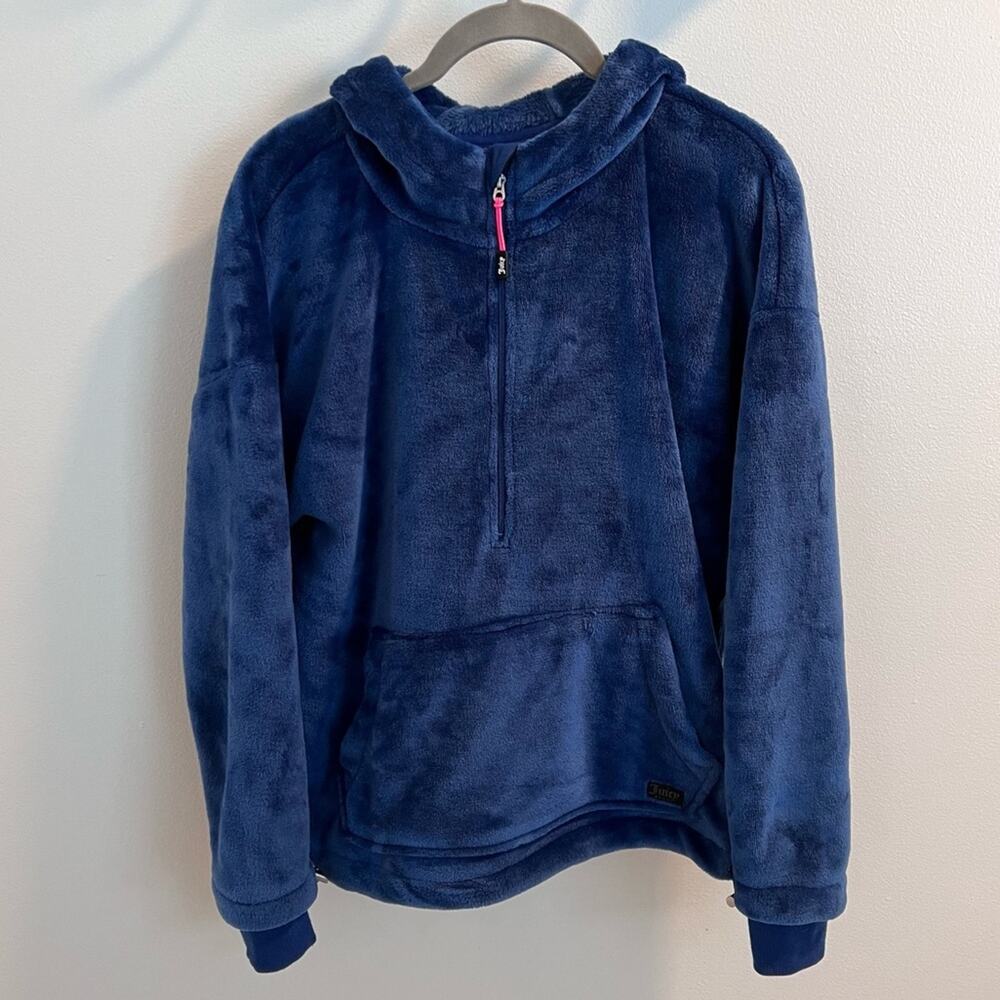 Juicy Couture Sport Navy Blue 1/2 Zip Hooded Fleece Size M